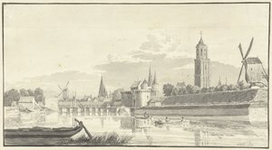 O Kamperpoort em Zwolle de Pieter Jan van Liender (attributed to)