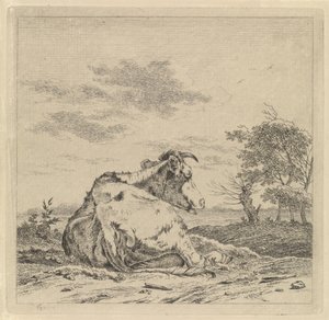 Paisagem com vaca reclinável de Pieter Janson