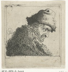 Retrato de um homem velho usando um chapéu de pele