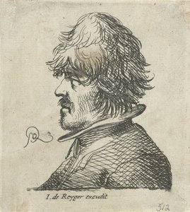 Busto de retrato de um homem com chapéu de pescador