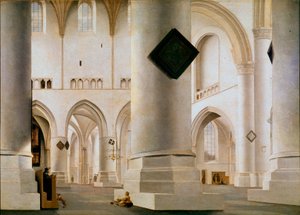 Interior da Grande Igreja de Pintura de Haarlem de Pieter Saenredam (1597-1665) (ec.holl.) 1636-1637 Sol. 59x81 cm Londres, galeria nacional