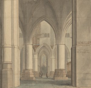 O Coro e o Ambulatório Norte da Igreja de São Bavo, Haarlem de Pieter Jansz. Saenredam