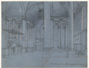 Vista do interior do Nieuwe Kerk, Haarlem, visto da extremidade leste do corredor norte, olhando para o oeste de Pieter Jansz Saenredam
