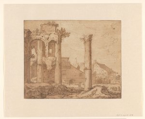 O Fórum de Nerva em Roma, visto do Templo de Minerva de Pieter Lastman