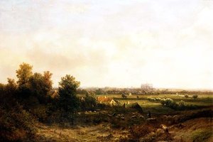 Um Pastor e o seu Rebanho perto de Haarlem de Pieter Lodewijk Francisco