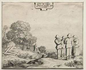Paisagem com quatro camponeses conversando, 1626.