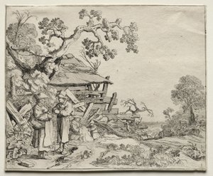 Paisagem com dois camponeses conversando, 1626.