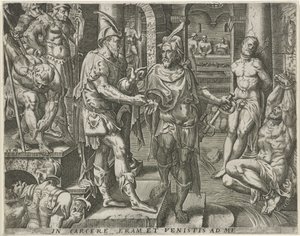 Prisioneiros em visita
Obras de misericórdia (título da série) de Pieter Nagel