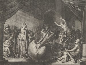 Gravura 9: Alegoria sobre a discórdia na França, de Caspar Barlaeus, Medicea Hospes, 1638.
