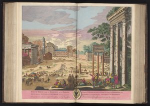 O Fórum Romano em Roma Fórum Nerva, imp e Boarium nele o Templo de Júpiter Estator Saturno, e Concord (...) (título no objeto)