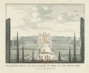 Vista da casa de campo Clingendael em Haia Gesichte van het Famous Loo como outras casas reais (título da série) Admirandorum quadruplex spectaculum (título da série)