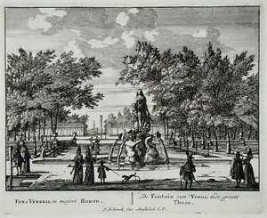 A Fonte de Vénus num grande jardim, de 