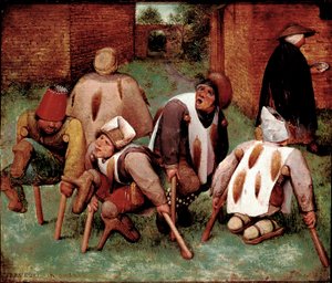 O grupo de estropies de personagens deficientes, butts-de-jatte (butts). Pintura de Pieter Bruegel (ou Breugel ou Brueghel ou Breughel) dit l