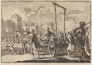 Chegada de Stepan Razin e seu irmão Frol em uma gaiola de ferro em Moscou, 1671, 1698