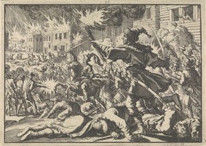 Lutando nas ruas de Moscou entre russos e poloneses em 1611, 1698