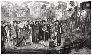 Comércio de açúcar, Antuérpia, c1510-20 (gravura) de Pieter Verhaert