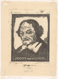 Retrato de Joost van den Vondel (título no objeto) de Pieter Willem van Baarsel (signed by artist)