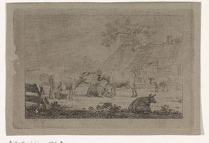 Quintal da exploração com vacas de Pieter de Goeje