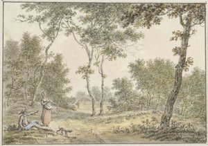 Paisagem florestal com alguns números de Pieter de Goeje