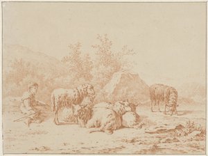 Paisagem com o pastor e o seu rebanho de Pieter de Goeje