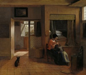 Uma mãe soltando o cabelo de seu filho, conhecido como "O dever de uma mãe", c.1658-60