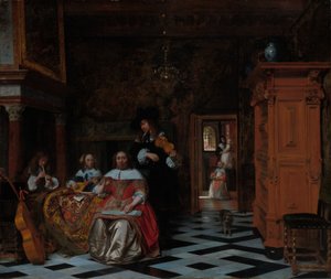 Retrato de uma família a tocar música de Pieter de Hooch