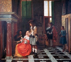 Os jogadores do cartão, c1663-1665 de Pieter de Hooch