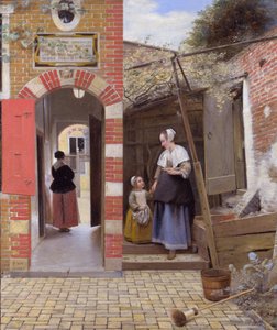 O pátio de uma casa em Delft de Pieter de Hooch