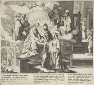 Catherine aparece / Casamento de Catherine / Catherine partilha o seu manto
Cenas da vida e milagres de Santa Catarina de Siena (título da série)
Vita mors gesta, et miracula quaedam selecta B. CATHERINAE SENENSIS (...) (título da série) de Pieter de Jode (I)