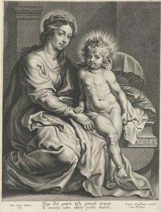 Maria com o Menino Jesus no berço