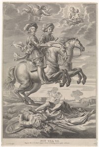 Fernando da Áustria com Fernando, Rei da Boémia e Hungria, a cavalo na vitória em Nördlingen
Entrada alegre do Cardeal-Infante em Gand, 1635 (título da série)