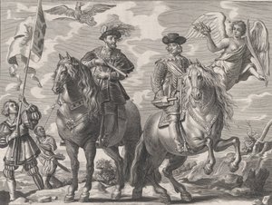 Gravura 20: Carlos V e Fernando a cavalo, de Guillielmus Becanus