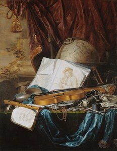 Natureza morta com instrumentos musicais, 1650.