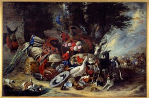 Animais e utensílios também disseram a partida de Jacob para a Mesopotâmia Pintura de Pieter Boel (1622-1674)