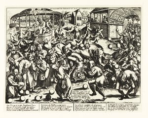 Um festival de tolos, Idade Média.1906 (litografia) de Pieter the Elder (after) Bruegel