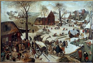 Pagamento do centavo ou da Desmobilização a Belém (h s/t 1,11 X 1,64). Pintura por Pieter Bruegel (ou Breugel ou Brueghel ou Breughel) o primeiro (1525-1569). 1566. Bruxelas, Museu Real de Belas Artes. de Pieter Bruegel the Elder