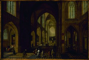 Interior de igreja, entre 1600 e 1661 (óleo sobre madeira)