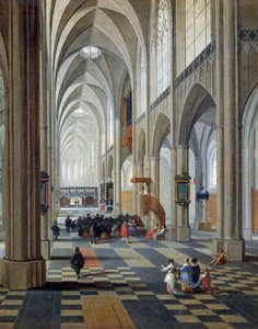 Interior da catedral de Antuérpia por Peeter Neefs Elder (ca 1578-entre 1656 e 1661), detalhe