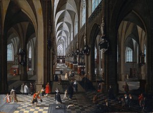 ""Vista interior da catedral de Antuérpia"" Pintura de Pieter Neefs, o Velho (ou o Velho) (1578-1661) 1651 Museu de arte de Indianapolis Indiana Estados Unidos