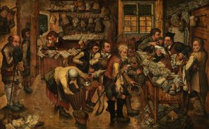 O Advogado Camponês (óleo sobre painel) de Pieter the Younger (after) Brueghel
