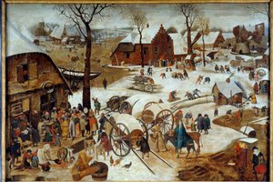 O pagamento do centavo ou do denombrement a Bethlehem Painting por Pieter the Jeune dit Brueghel d