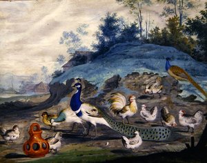 Pássaros exóticos em uma paisagem pitoresca (2) de Pieter the Younger Holsteyn