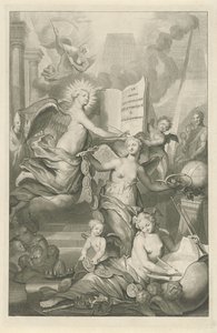 Fama, Eternidade e Escrita
Página de título para Louis Moréri, Le grand dictionaire historique, 1731 de Pieter van Gunst