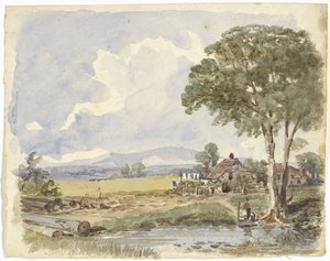 Paisagem com casa de campo