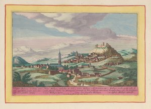 Vista da cidade de Vélez-Málaga na Andaluzia
Vélez Mallaga, uma cidade de Granade, nas montanhas, não muito longe do mar, abaixo de Mallaga (título sobre o objecto)
Theatrum Hispaniae (...) (título da série) de Pieter van den Berge