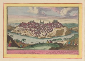Vista da cidade de Toledo Toledo, no Tejo, em Castela; homenagear a Corte dos Godos e Mouros, que decorou esta cidade com muitos edifícios principais (título no objeto) Theatrum Hispaniae (...) (título da série) de Pieter van den Berge