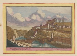 Vista do Alcázar em Toledo
O Palácio Real de Toledo; junto à Ponte sobre o Tajo (título sobre o objecto)
Theatrum Hispaniae (...) (título da série) de Pieter van den Berge