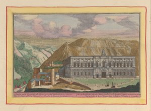 Vista do Palácio de Carlos V em Granada
O Castelo Africano de Alhambre, dentro de Granada; renovado pelos Reis Espanhóis; da frente (título sobre o objecto)
Theatrum Hispaniae (...) (título da série) de Pieter van den Berge