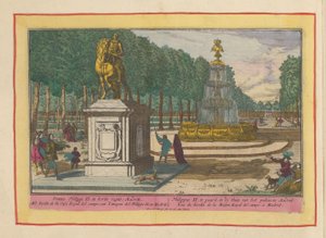Estátua equestre de Filipe II no jardim do palácio em Madrid
Filipe II a cavalo, no jardim do palácio em Madrid (título sobre o objecto)
Theatrum Hispaniae (...) (título da série)