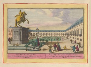 Estátua equestre de Philip II em Madrid Rei Filipe II a cavalo, no jardim de prazer de 
